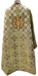 Priest Vestments, Greek Style, Brocade Fabric "Patriarchal Cross" with Sewn-on Galloon