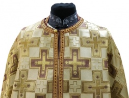 Priest Vestments, Greek Style, Brocade Fabric "Patriarchal Cross" with Sewn-on Galloon