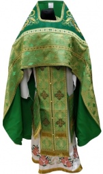 Priest Vestments Combined Brocade "Byzantine Cross" with Embroidered Epitrachelion, Embroidery "New Pattern"