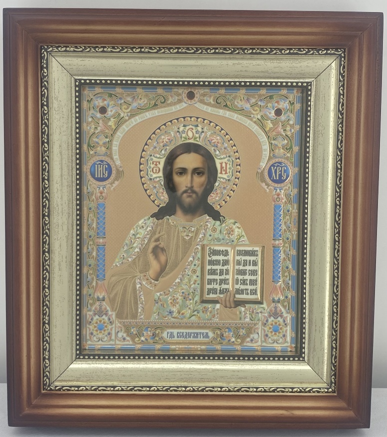 Icons "Wedding Couple" (lithograph purchase, gold and silver, brown frame, pair) 26x23cm