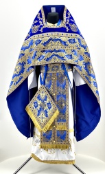 Priest Vestment Combined from Brocade with Embroidered Epitrachelion