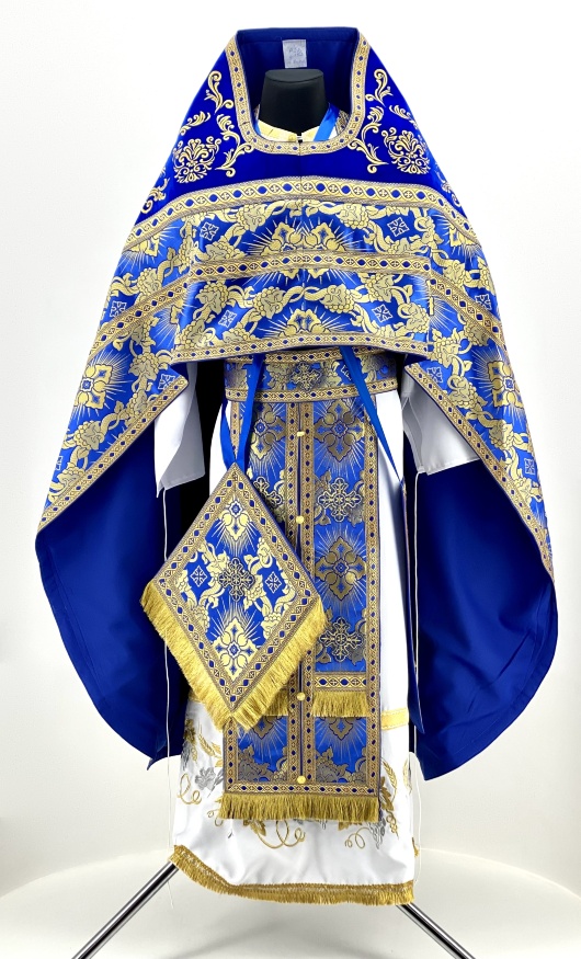 Priest Vestment Combined from Brocade with Embroidered Epitrachelion