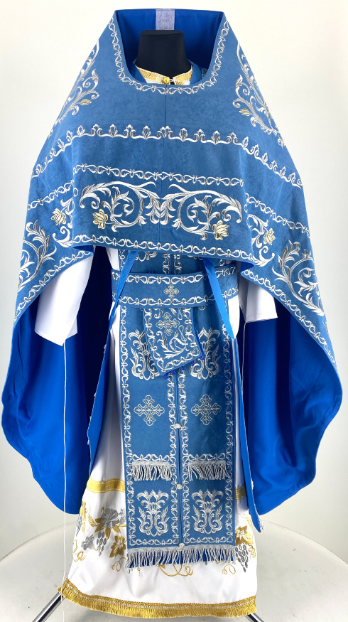 Priest Vestments embroidered on Aloba, "Rose" embroidery with embroidered galloon
