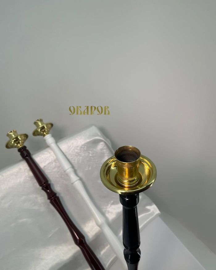 Deacon's Hand Candle Holder (wooden ornate handle) 59 cm