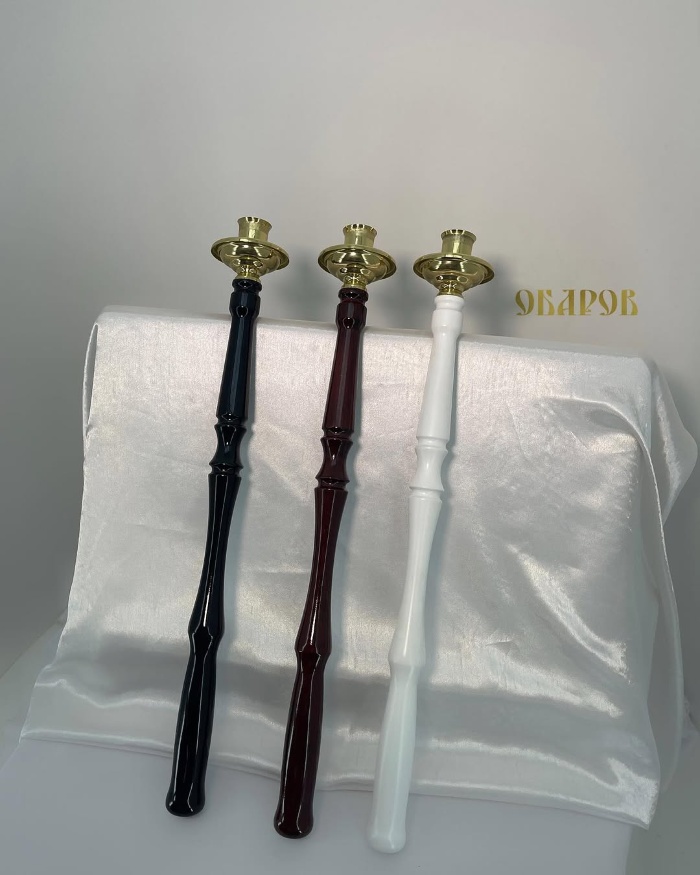 Deacon's Hand Candle Holder (wooden ornate handle) 59 cm