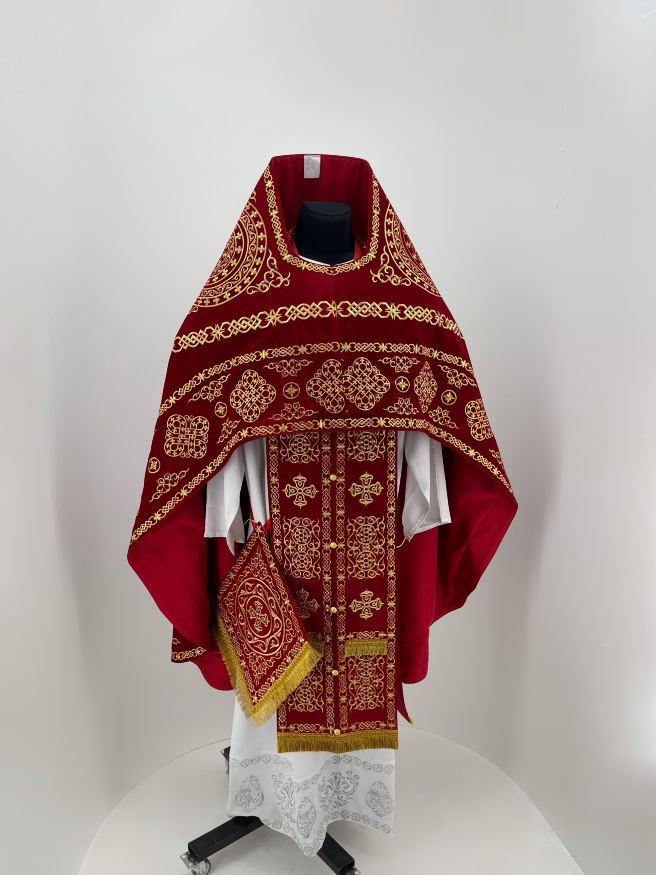 Priest Vestments, Embroidered on Velvet, Embroidery "Circle" with Embroidered Galloon