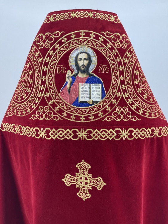 Priest Vestments, Embroidered on Velvet, Embroidery "Circle" with Embroidered Galloon