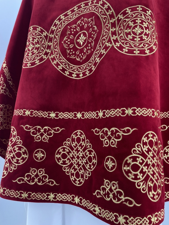Priest Vestments, Embroidered on Velvet, Embroidery "Circle" with Embroidered Galloon