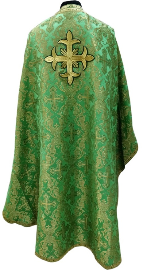 Priest Vestments, Greek Style, Brocade Fabric "Openwork Cross" with Sewn-on Galloon