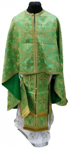 Priest Vestments, Greek Style, Brocade Fabric "Openwork Cross" with Sewn-on Galloon
