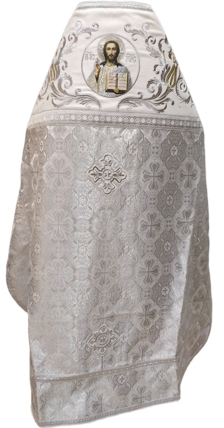 Priest Vestments Combined from Brocade "Athonite Cross", with Embroidered Epitrachelion, Embroidery "New Embroidery"
