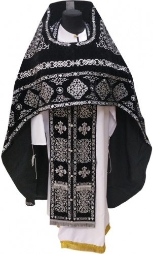 Priest Vestments, Embroidered on Velvet, Embroidery "Circle" with Embroidered Galloon