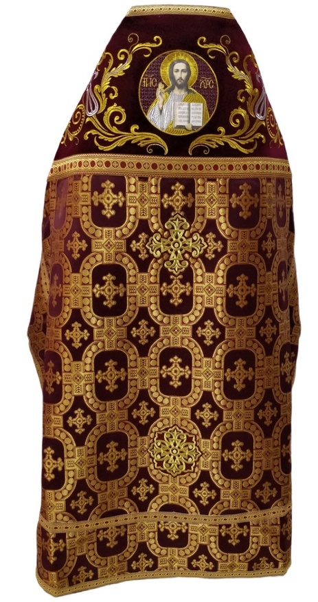 Priest Vestments Combined Brocade "Tsar's Cross" with Embroidered Epitrachelion, Embroidery "New Embroidery"