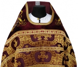 Priest Vestments Combined Brocade "Tsar's Cross" with Embroidered Epitrachelion, Embroidery "New Embroidery"