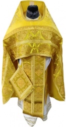 Priest Vestments Combined from Brocade "Flory Cross", with Embroidered Epitrachelion, Embroidery "New Pattern"