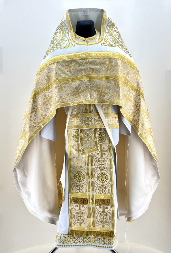 Priest Vestments, Turkish Brocade with Sewn-on Galloon