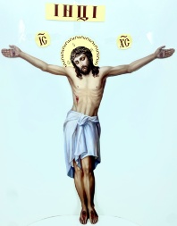 Crucifix, print on plastic 150×120 cm
