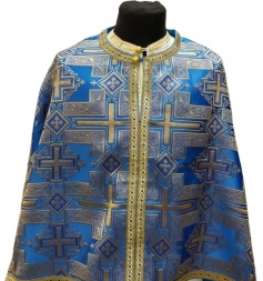 Priest Vestments, Greek Cut, "Pokrovsky Cross" Fabric with Sewn Galloon