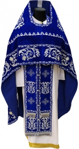 Priest Vestment, Embroidered on Velvet, Embroidery "Rose" with Embroidered Galloon