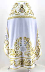 Embroidered Priest Vestment on Gabardine, Embroidery "Rose" with Sewn Braid