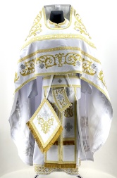 Embroidered Priest Vestment on Gabardine, Embroidery "Rose" with Sewn Braid