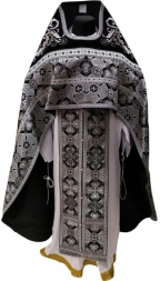 Priest Vestment Combined from Brocade "Athonite Cross" with Embroidered Epitrachelion, Pattern "New Pattern"