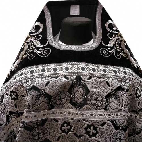 Priest Vestment Combined from Brocade "Athonite Cross" with Embroidered Epitrachelion, Pattern "New Pattern"