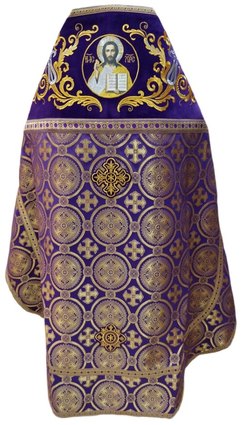 Priest Vestments Combined from Brocade "Kyiv Cross", with Embroidered Epitrachelion, Embroidery "New Embroidery"