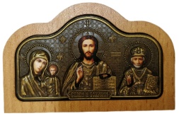 Car Triple Icon (metal + wood), gold, 8×5