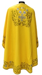 Priest Vestment, Greek Style Cut, Embroidered Gabardine, "Rose" Embroidery with Sewn-on Braid