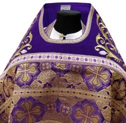 Priest Vestment Combined Brocade "Athonite Cross" with Embroidered Epitrachelion, Embroidery "Rose"