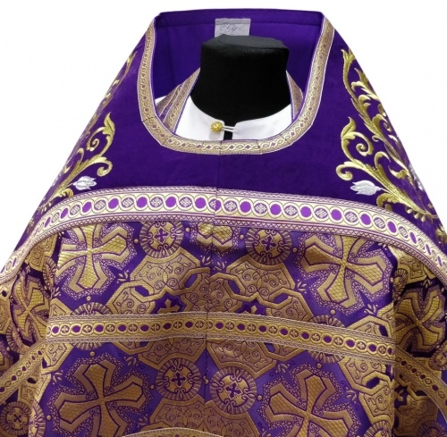 Priest Vestment Combined Brocade "Athonite Cross" with Embroidered Epitrachelion, Embroidery "Rose"