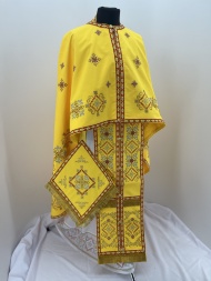 Priest Vestment, Greek Cut, Embroidered with French Cross Stitch on Gabardine with Embroidered Galloon