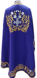 Priest Vestments, Greek Style, Embroidered on Gabardine, "Rose" Embroidery with Sewn Galloon