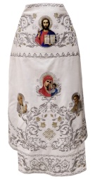 Vestments for Priest, Embroidered on Velvet, Embroidered Center with Icons, with Embroidered Galloon