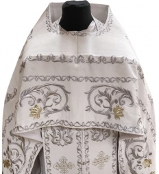 Vestments for Priest, Embroidered on Velvet, Embroidered Center with Icons, with Embroidered Galloon
