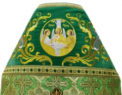 Priest Vestments Combined from Brocade "Sunflower" with Embroidered Epitrachelion, Embroidery "New Pattern"