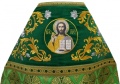 Combined Vestment Made of Green Brocade with Embroidered Epitrachelion Fabric "Florivsky Cross" Embroidery "Rose"