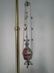 Hexagonal Censer, Silver with Colored Enamel and Bells