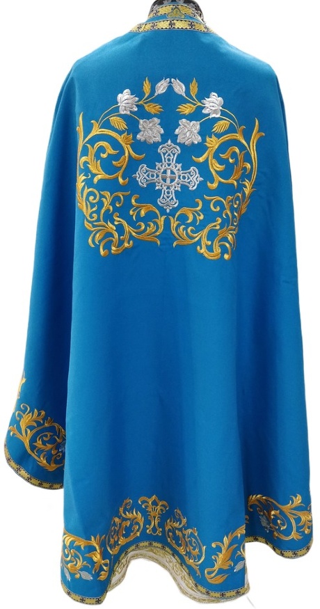 Priest Vestments Greek Style, Embroidered Gabardine, "Rose" Embroidery with Sewn Galloon