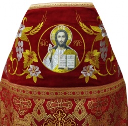 Priest Vestments Combined from Brocade "Greek Cross" with Embroidered Epitrachelion, Embroidery "Lily"