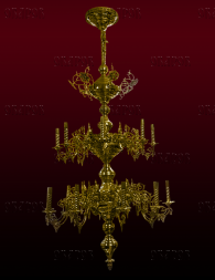 Chandelier, 2 tiers, 18 candles (brass tubes)