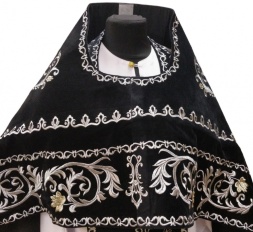 Priest Vestments, Embroidered on Velvet, Embroidered Central Part, with Embroidered Galloon