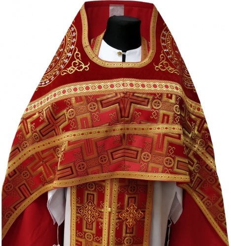 Priest Vestments Combined Brocade “Lavra Cross”, with Embroidered Epitrachelion, Embroidery “Cross”
