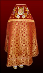 Priest Vestment Combined Brocade "Byzantine Cross" with Embroidered Epitrachelion, Embroidery "Lily"
