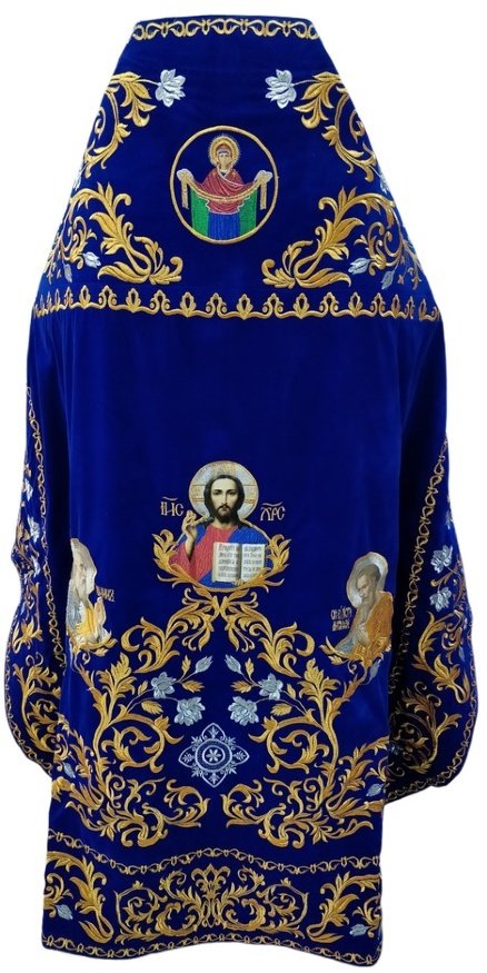 Priest Vestments, Embroidered on Velvet, Embroidered Center with Icons, Embroidered Galloon