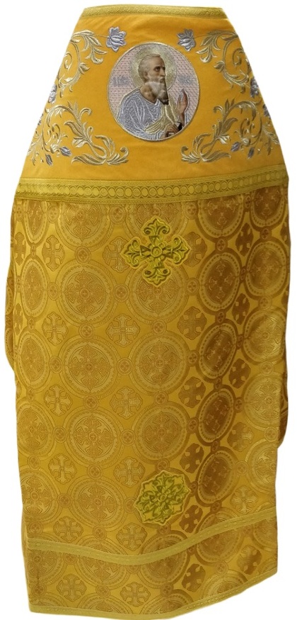 Priest Vestment Combined from Brocade "Kyiv Cross" with Embroidered Epitrachelion, Embroidery "Rose"