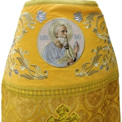 Priest Vestment Combined from Brocade "Kyiv Cross" with Embroidered Epitrachelion, Embroidery "Rose"