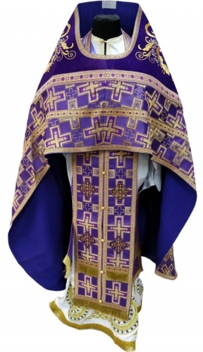 Priest Vestments Combined Brocade "Patriarchal Cross", with Embroidered Epitrachelion, Embroidery "New Embroidery"