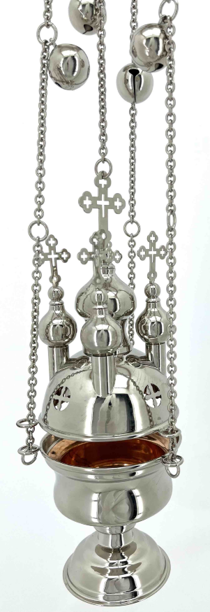 Censer, five-domed, silver, with bells